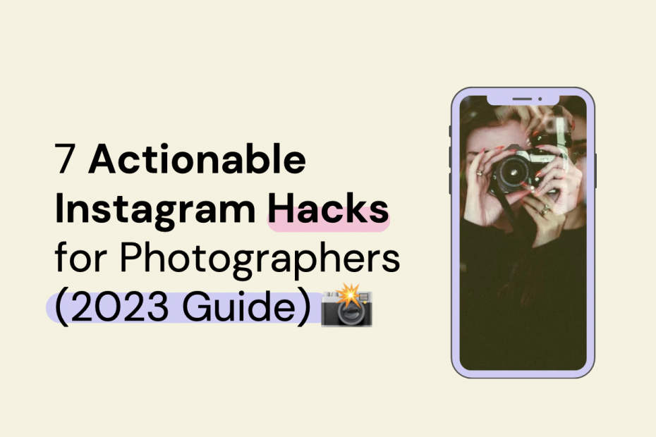 graphic with text: hacks for photographers to grow on instagram in 2023