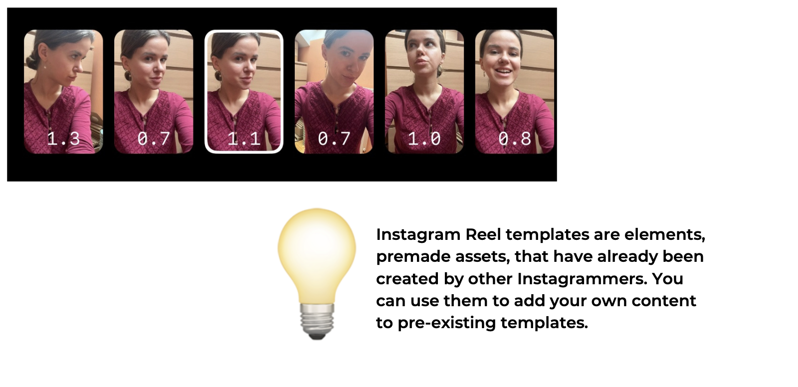 screenshot showing how to use instagram reels templates